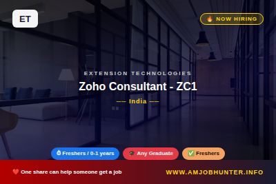 Extension Technologies Hiring - Zoho Consultant - ZC1