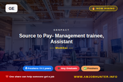 Genpact Hiring - Source to Pay- Management trainee, Assistant Manager & Manager