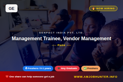Genpact India Pvt. Ltd. Hiring - Management Trainee, Vendor Management