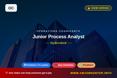Operations Cognizants Hiring - Junior Process Analyst