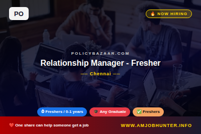 Policybazaar.com Hiring - Relationship Manager - Fresher