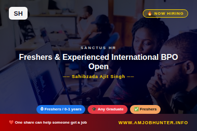 Sanctus Hr Hiring - Freshers & Experienced International BPO Openings in Mohali
