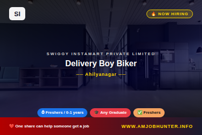 Swiggy Instamart Private Limited Hiring - Delivery Boy Biker