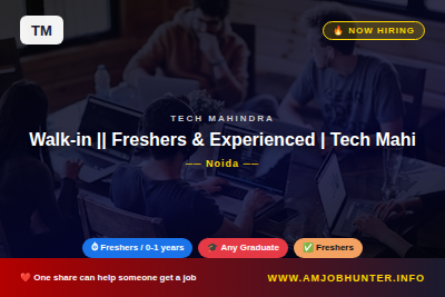 Tech Mahindra Hiring - Walk-in || Freshers & Experienced | Tech Mahindra Premium Banking Project