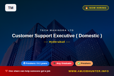 Tech Mahindra Ltd Hiring - Customer Support Executive ( Domestic )