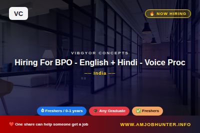 Vibgyor Concepts Hiring - Hiring For BPO - English + Hindi - Voice Process - Customer Support