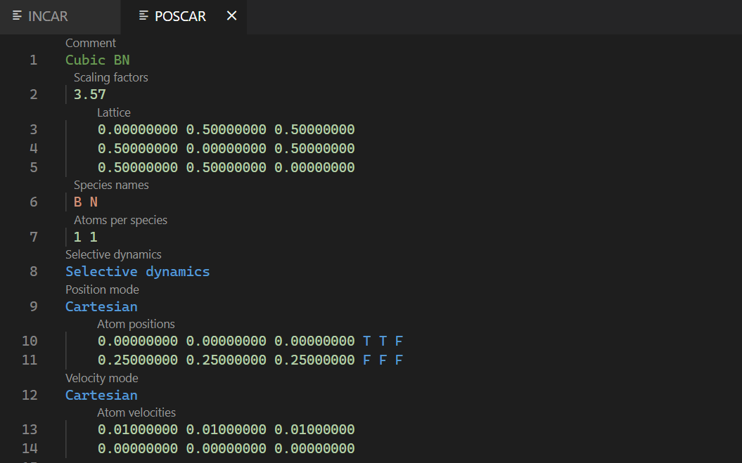 POSCAR semantic tokens