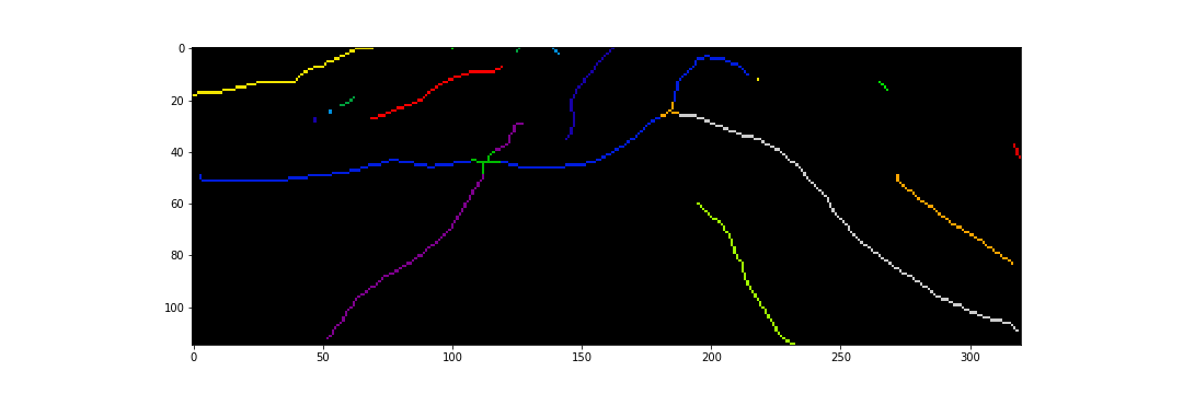 Skeleton parts after merging lined cracks