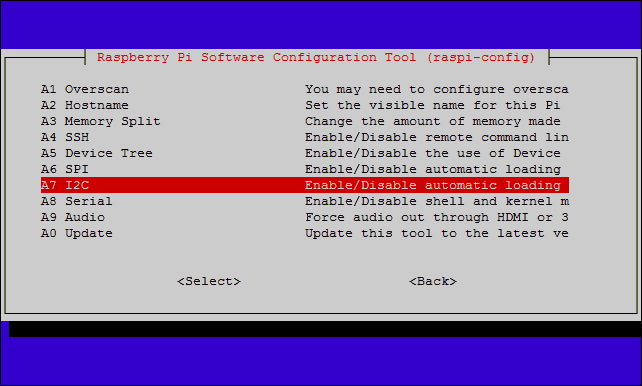 raspi-config i2c settings