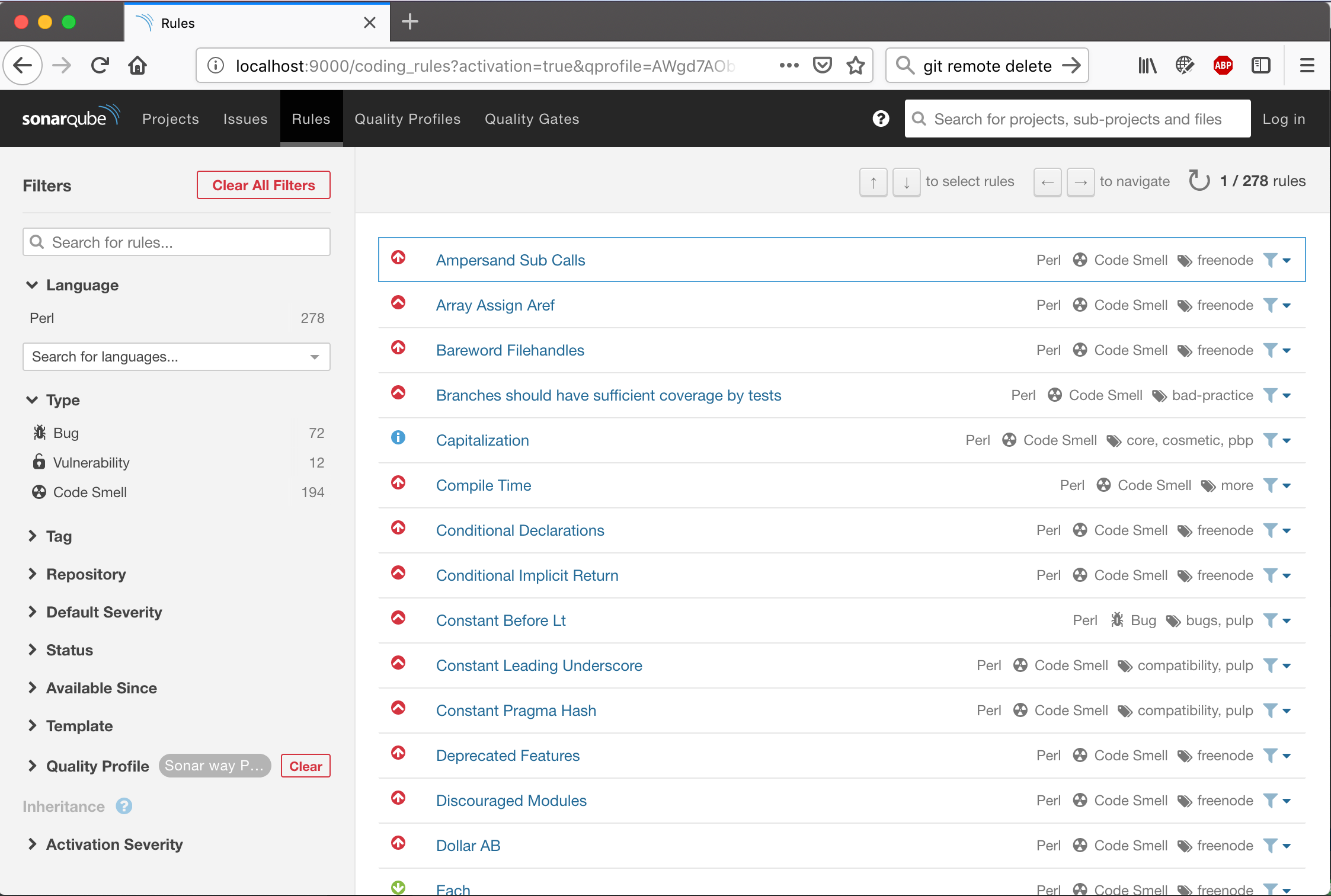 PerlCritic violations in SonarQube