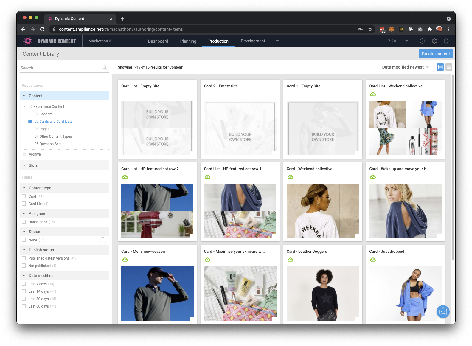 All content in Amplience DC