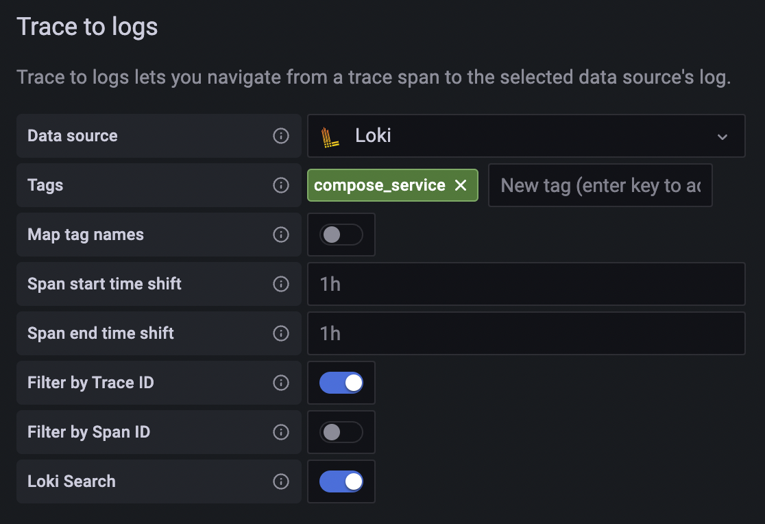 Data Source of Tempo: Trace to logs