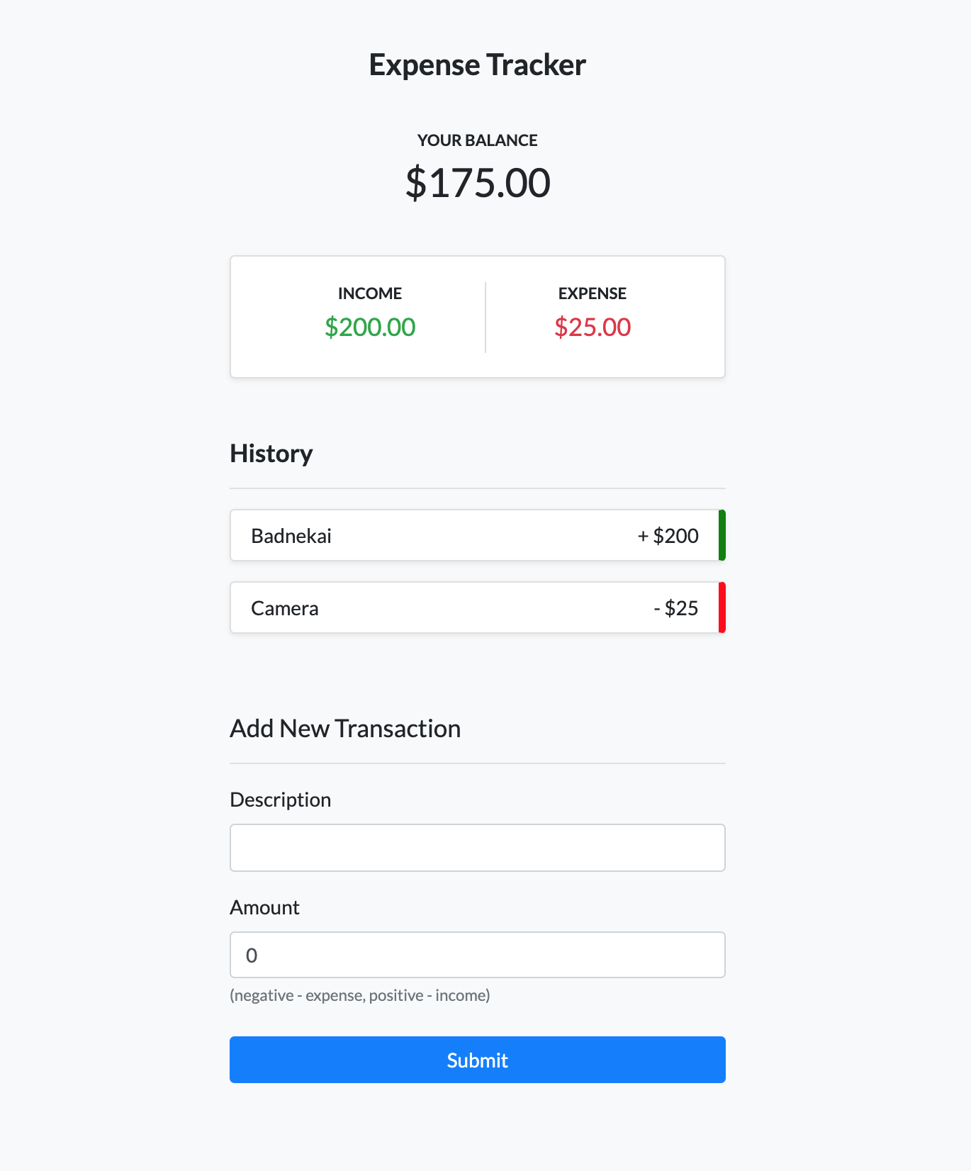 Screenshot of Application