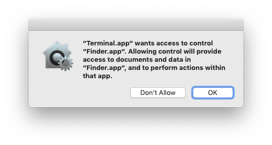 macOS warning pop-up