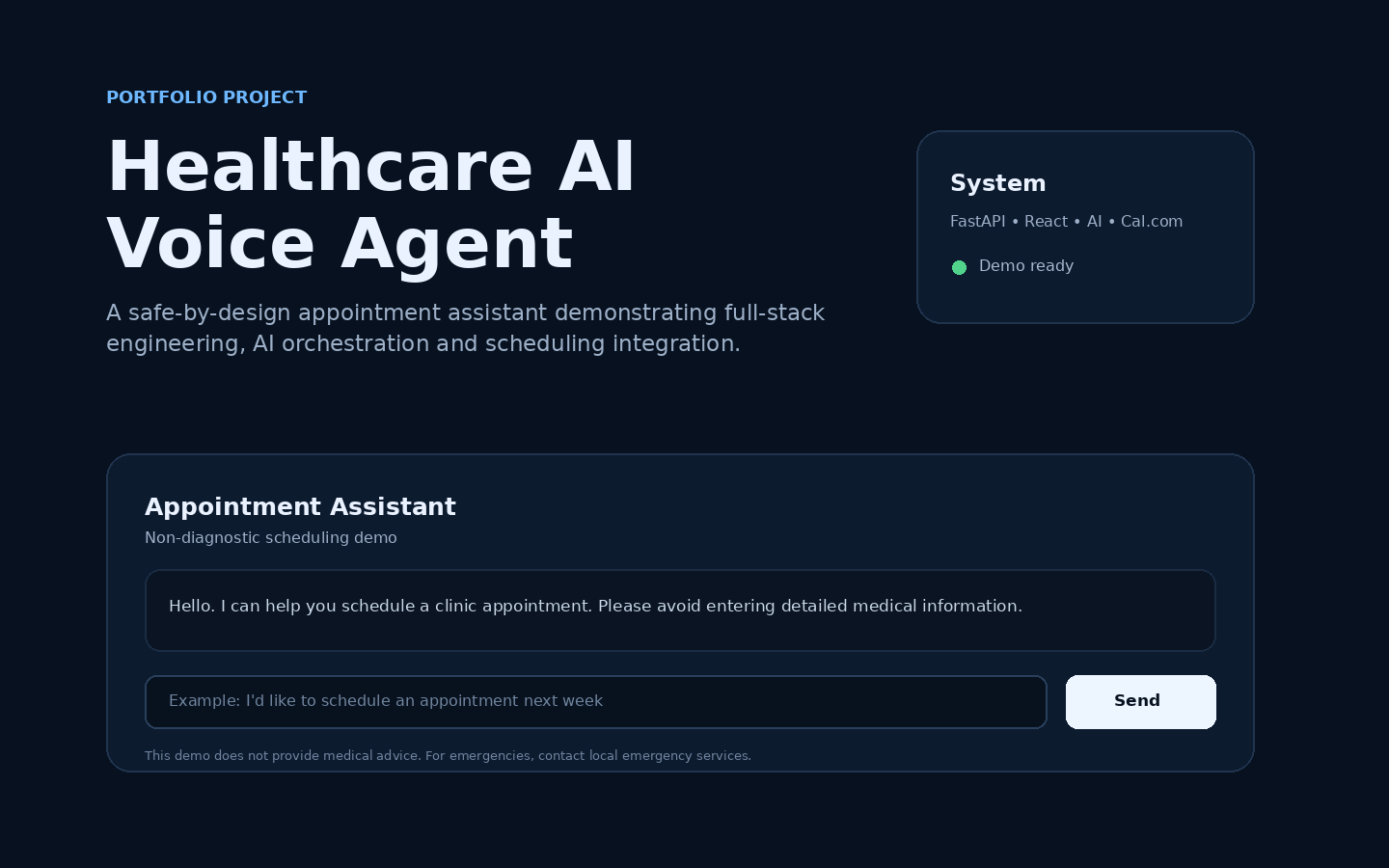 Healthcare AI Voice Agent interface
