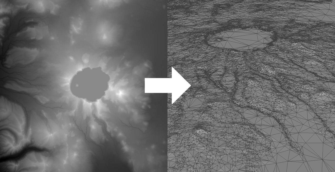 dem2tin GeoTIFF to mesh on USGS craterlake DEM