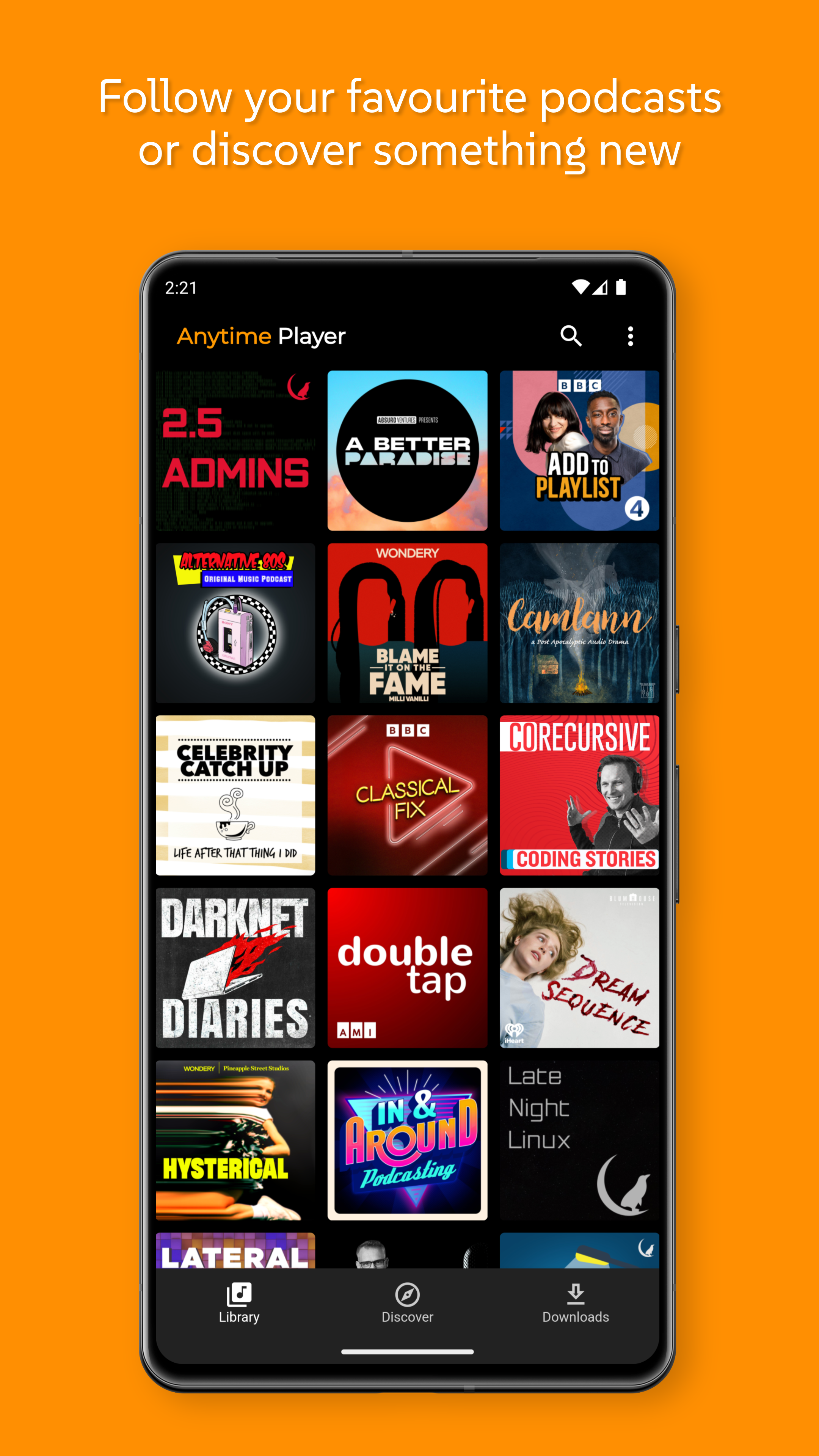 Screenshot 1 of Anytime Podcast Player — opens full size