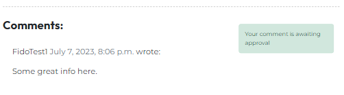 comment awaiting approval message