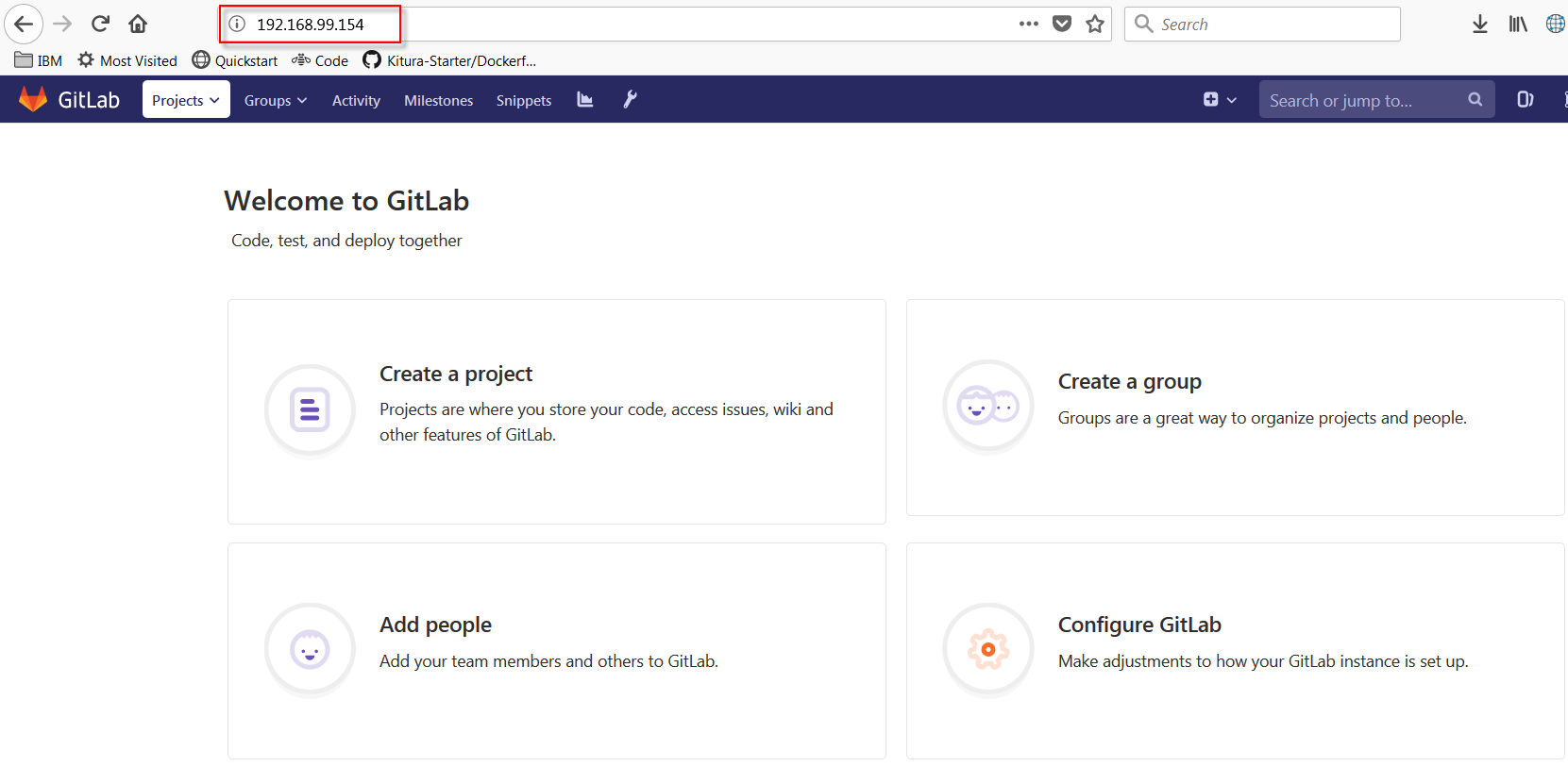 GitLab configured for code check-in