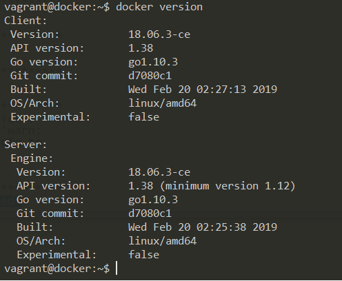 Current Docker version 