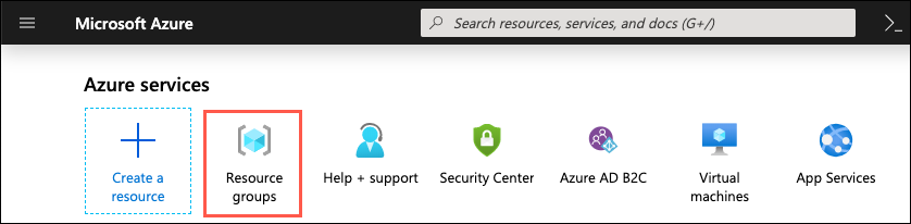 Resource groups is highlighted in the Azure services list.