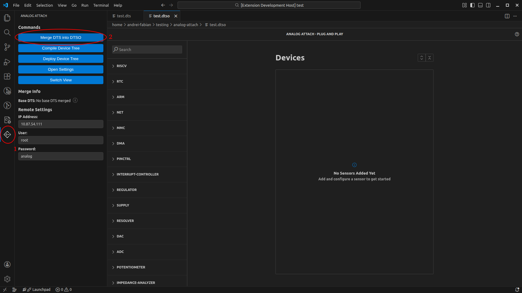 Left panel AA icon and merge action.