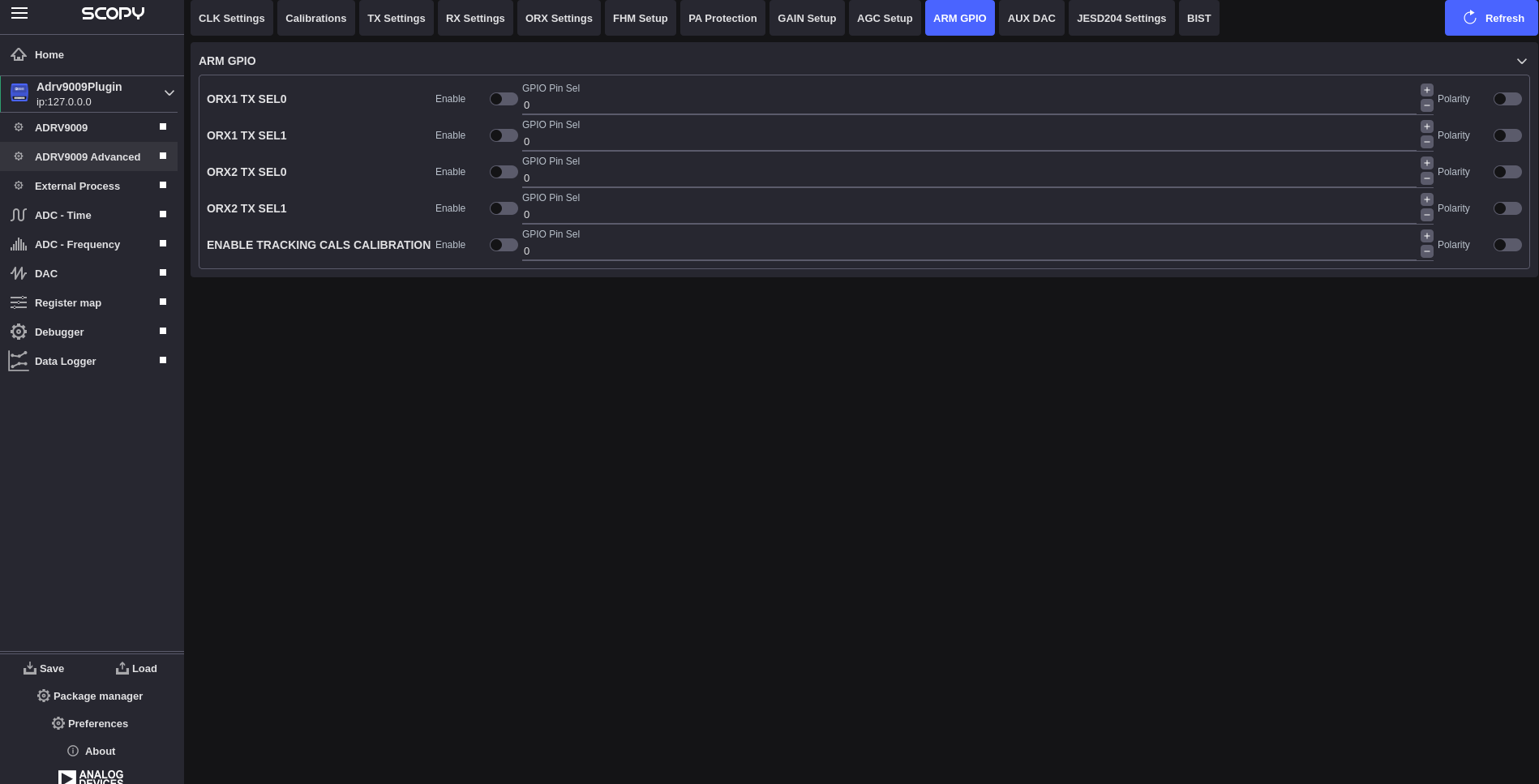ADRV9009 GPIO Config
