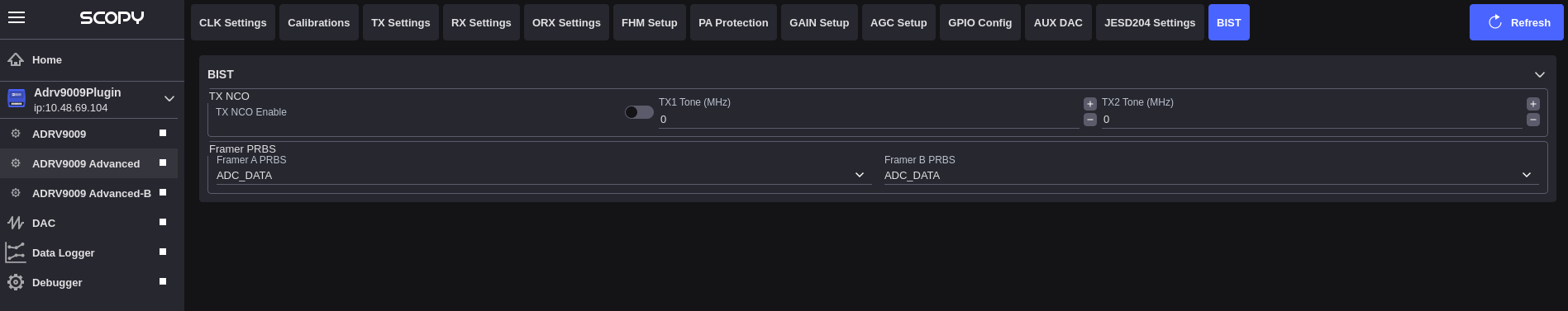 ADRV9009 GPIO Config