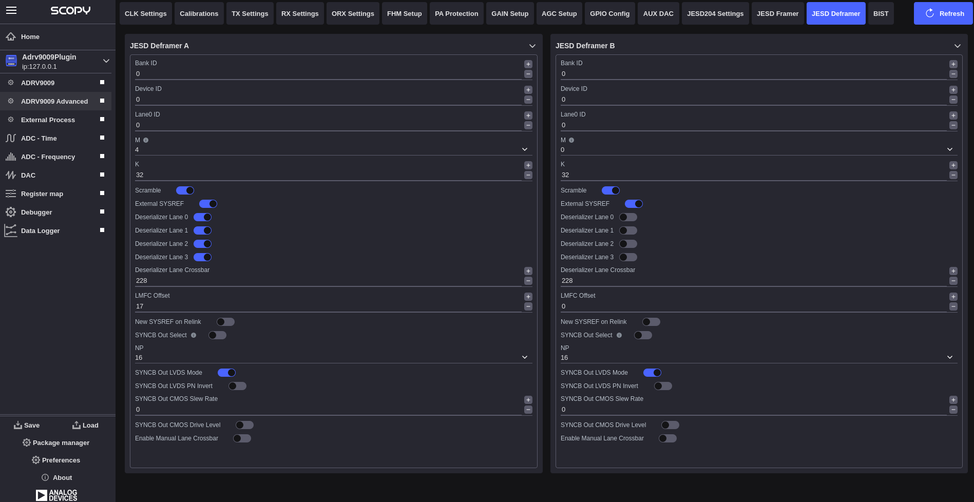 ADRV9009 JESD Deframer