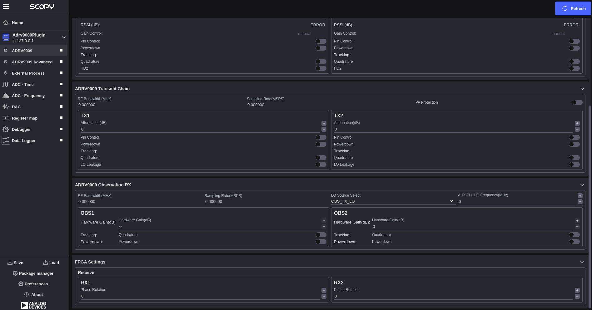 ADRV9009 Main Interface