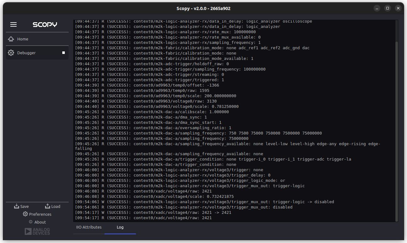 Debugger V2 log window