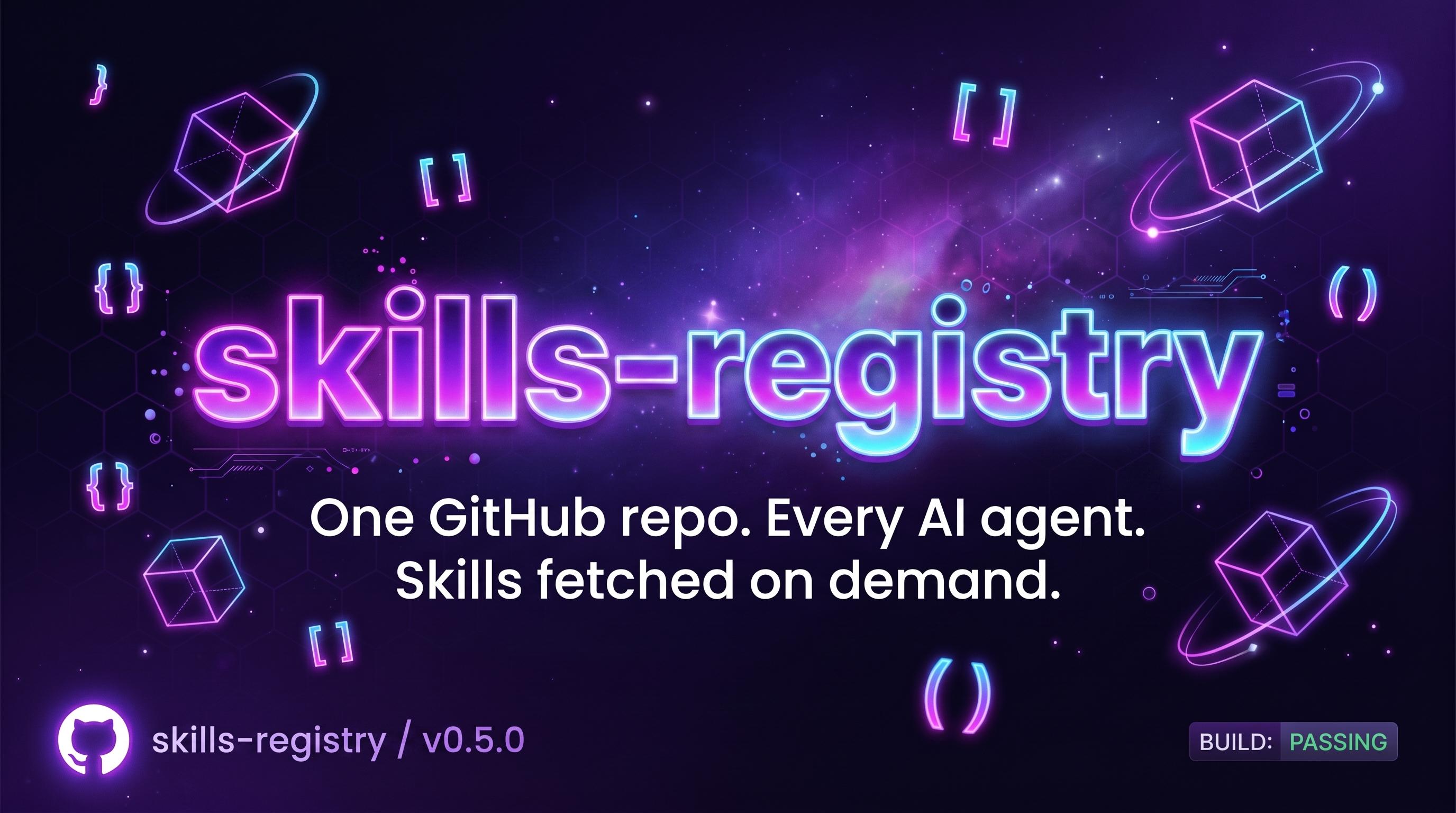 skills-registry — One GitHub repo. Every AI agent. Skills fetched on demand.