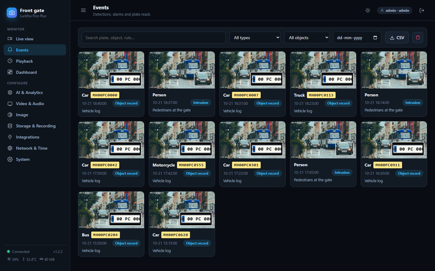 Events page