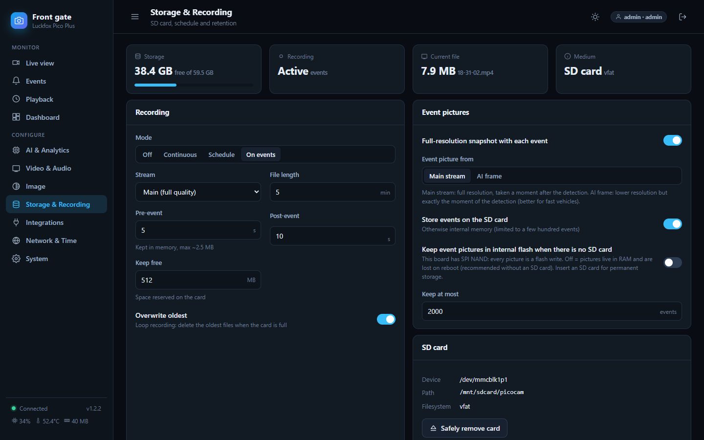Storage and recording page