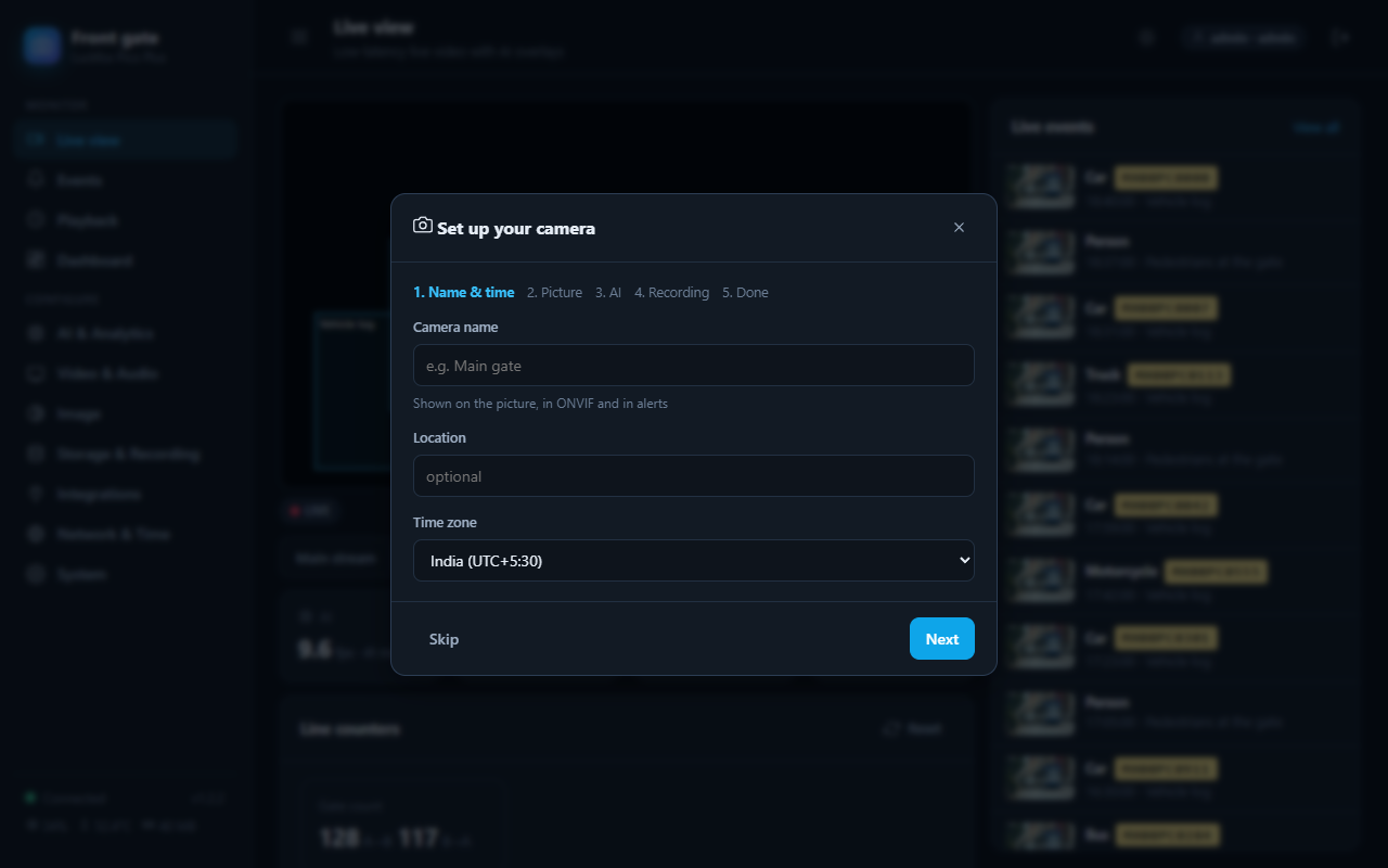 The setup wizard