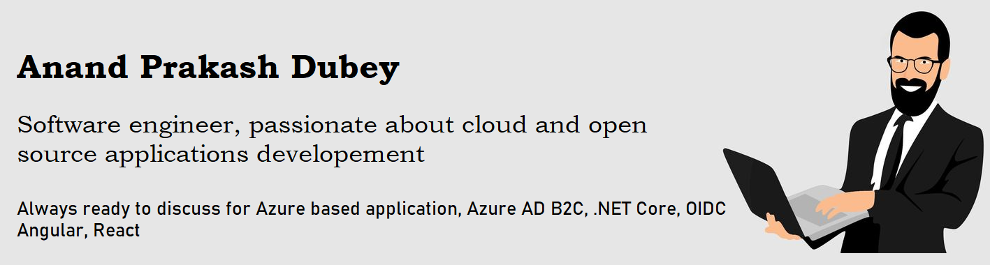 banner that says Anand Prakash Dubey - Software Engineer | Full stack developer | AZURE | Angular, React