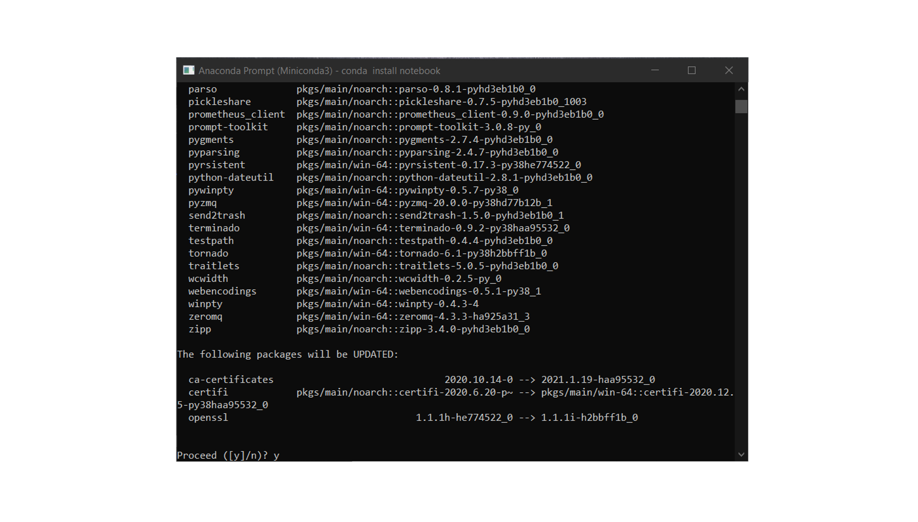 notebook install confirm