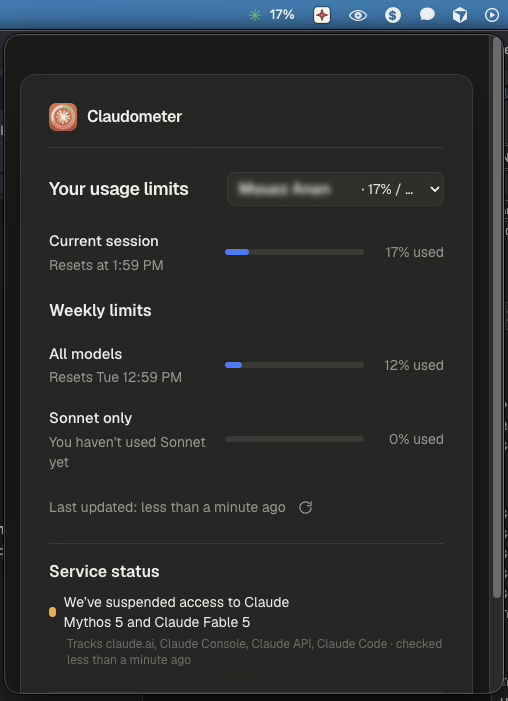 Claudometer screenshot 2