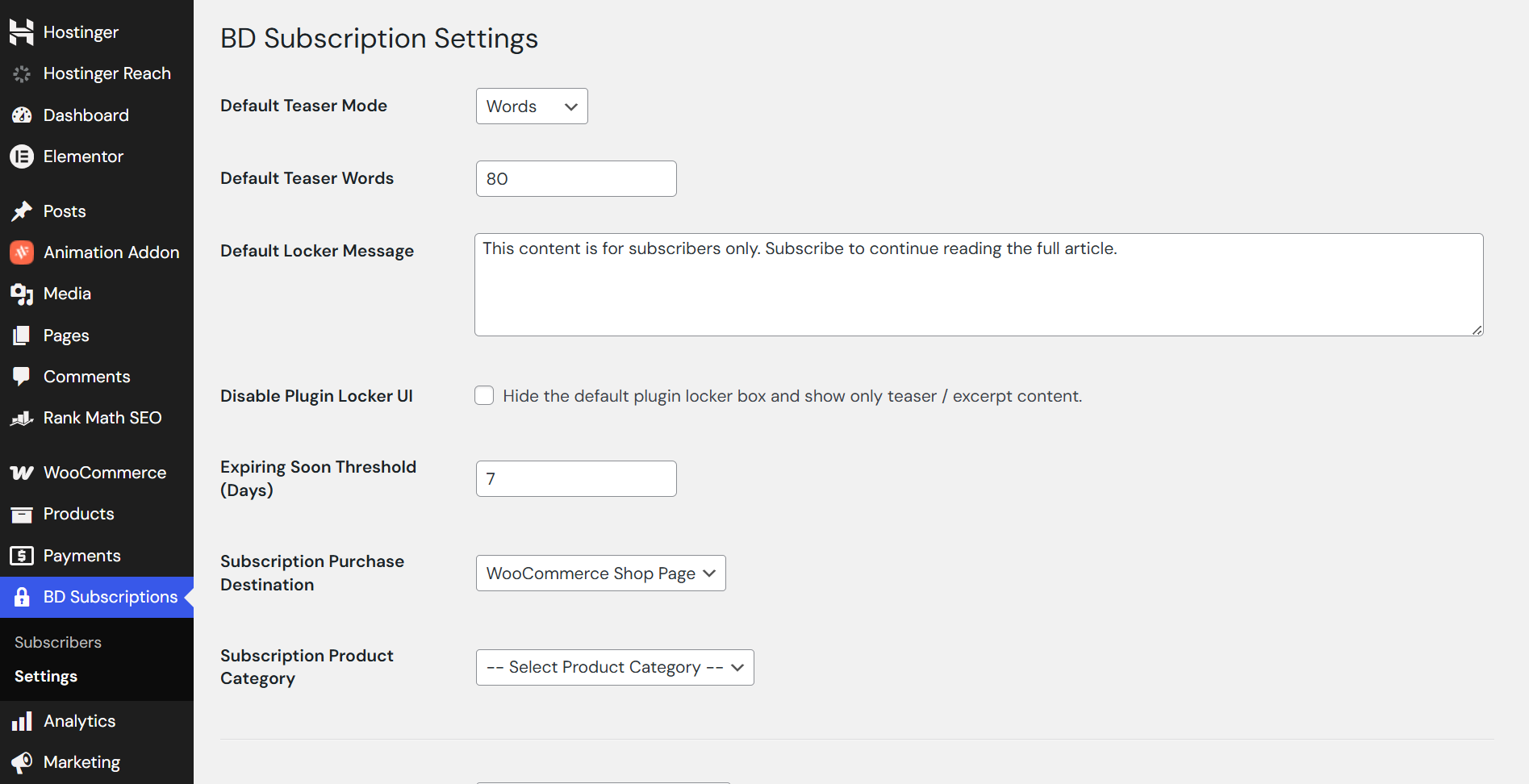 Settings Page
