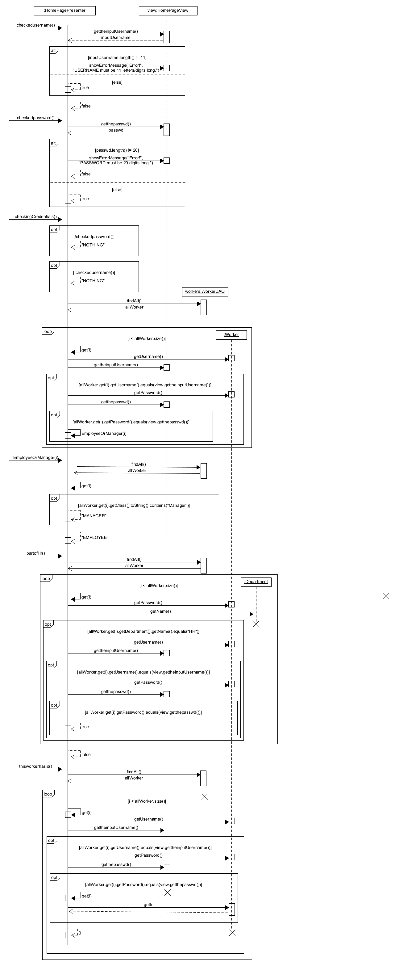 sequence diagram for HomePage