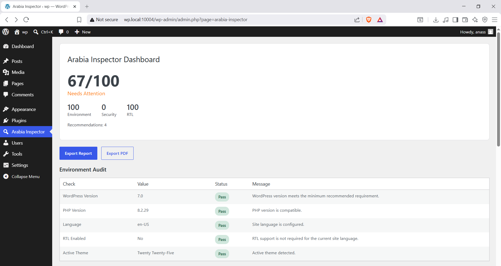 Arabia Inspector Dashboard