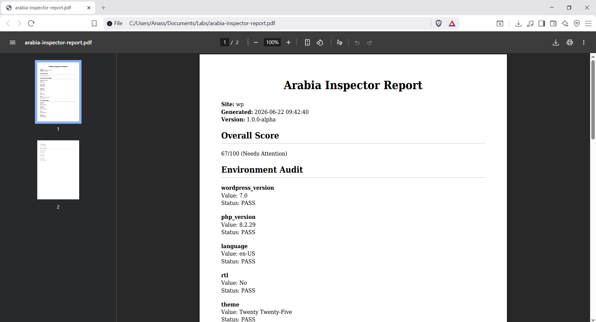 PDF Report Export