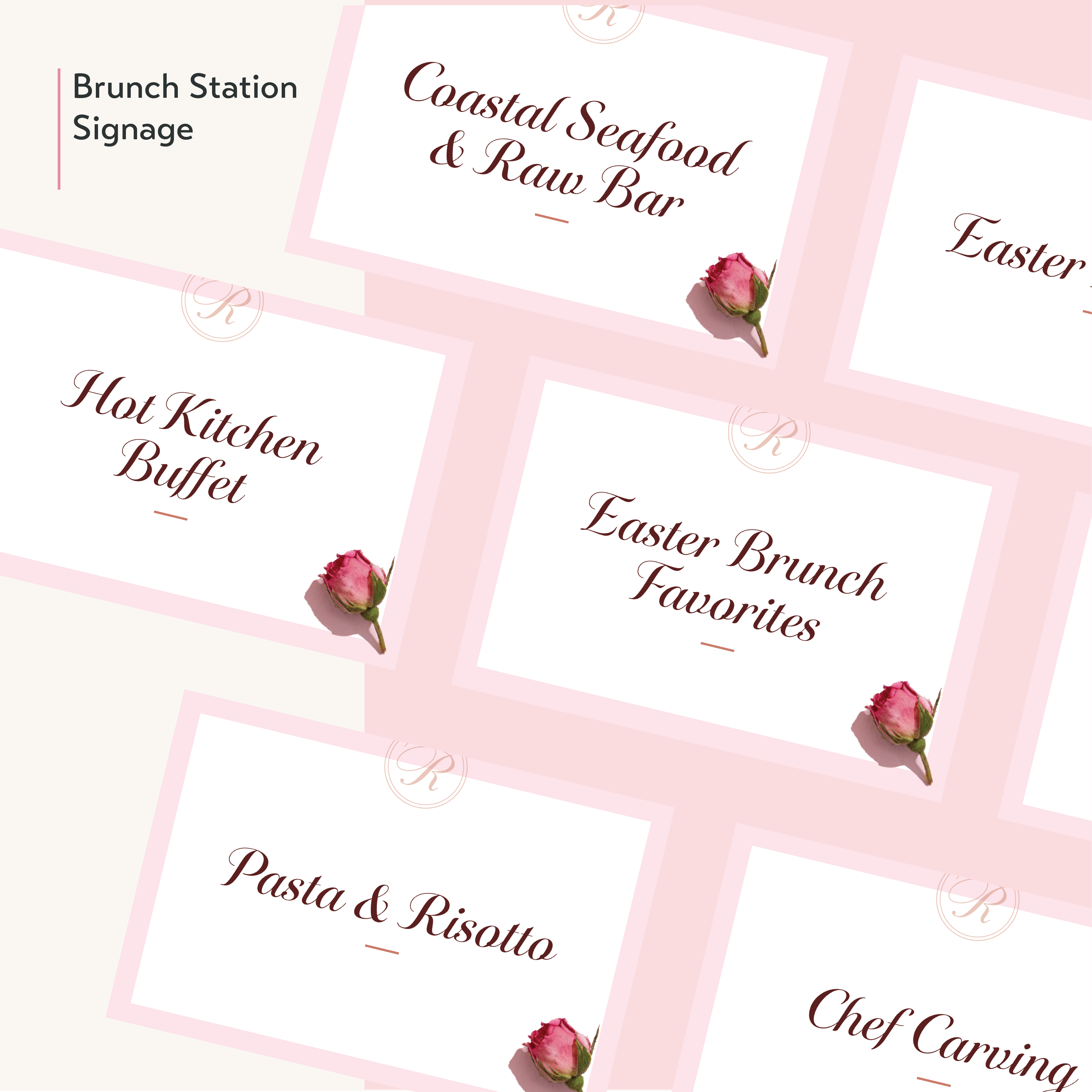 Printed brunch station cards