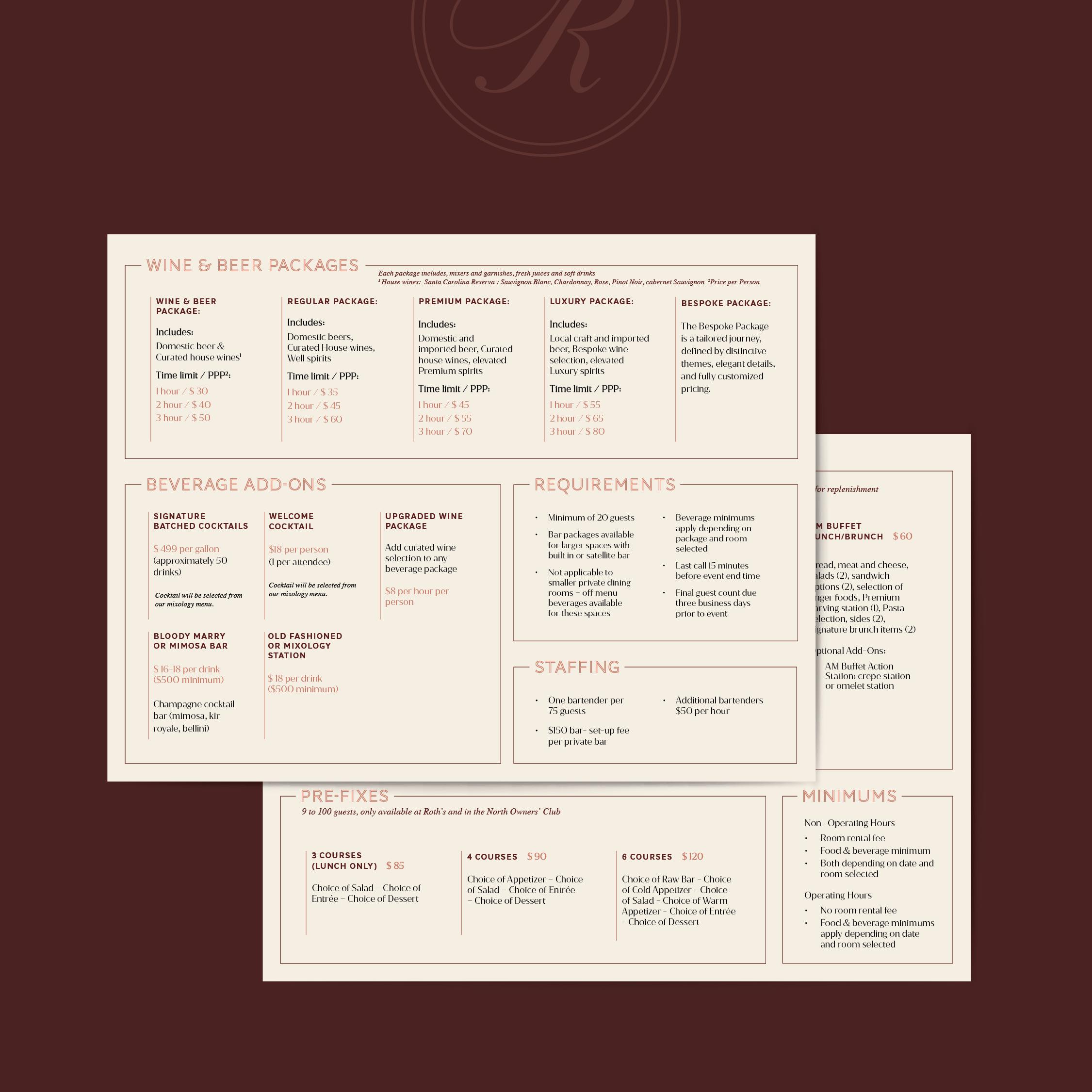 Private events package — slide 2