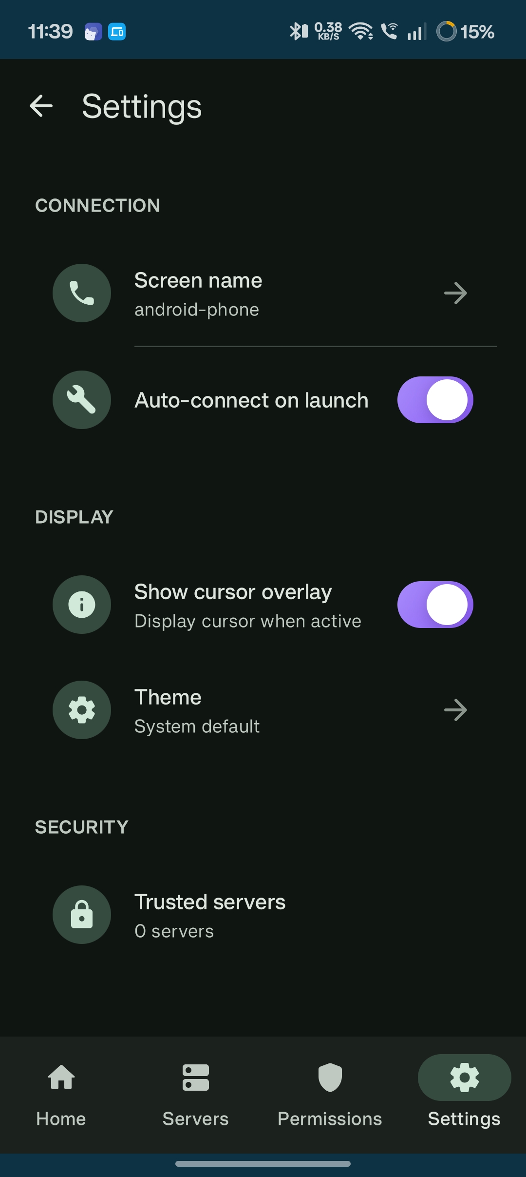 Settings Screen