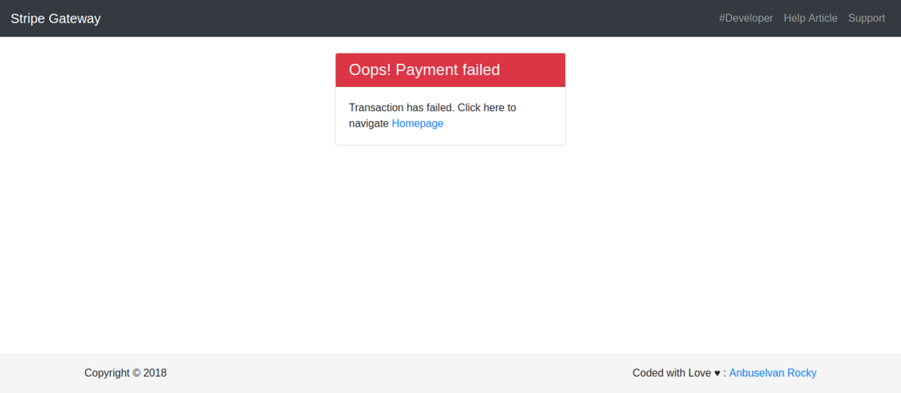 If Anything goes Wrong, display Failure page