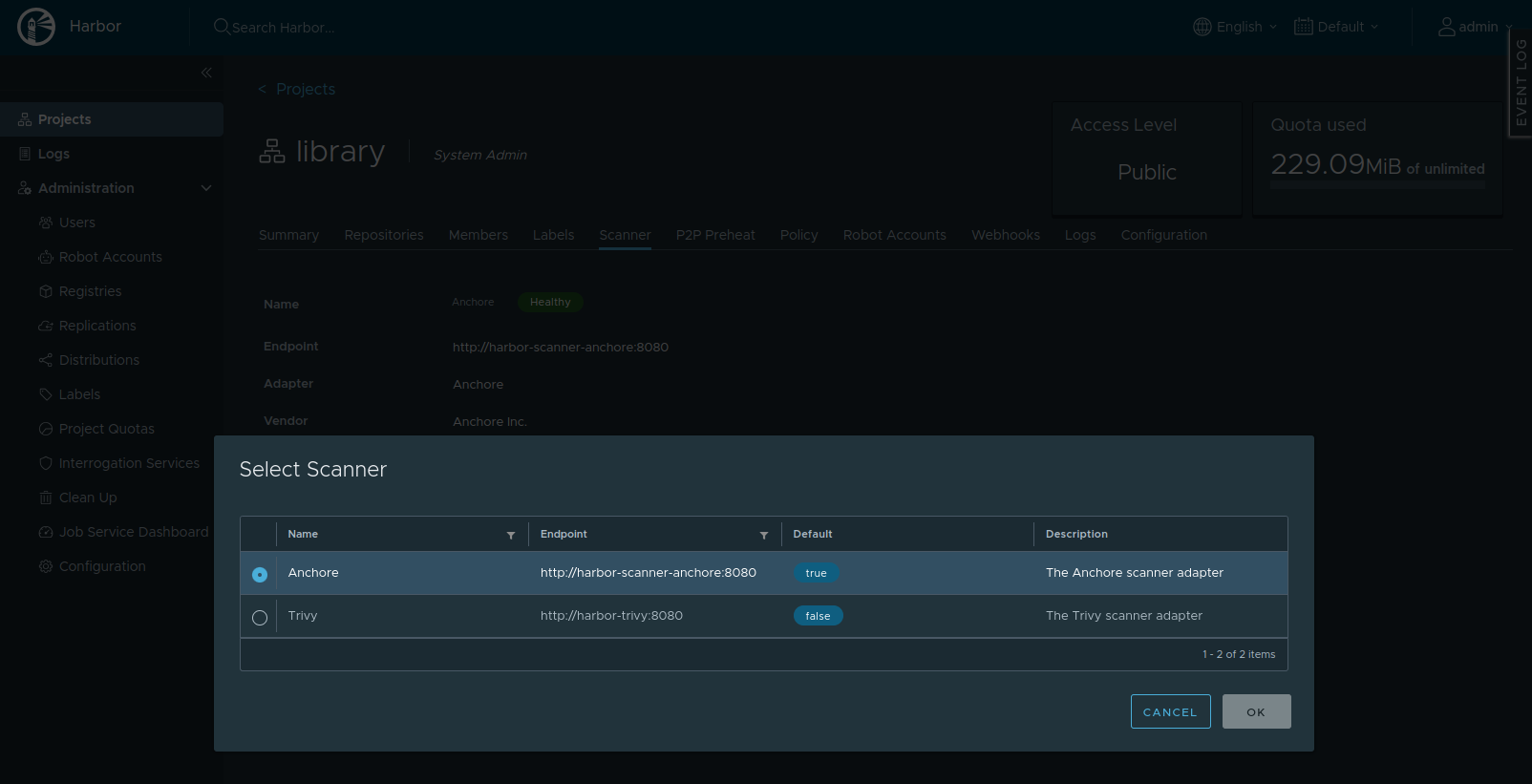 Add Scanner to Project UI