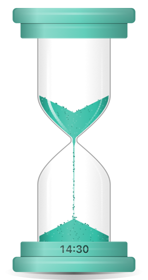The timer with green sand and a matching green base