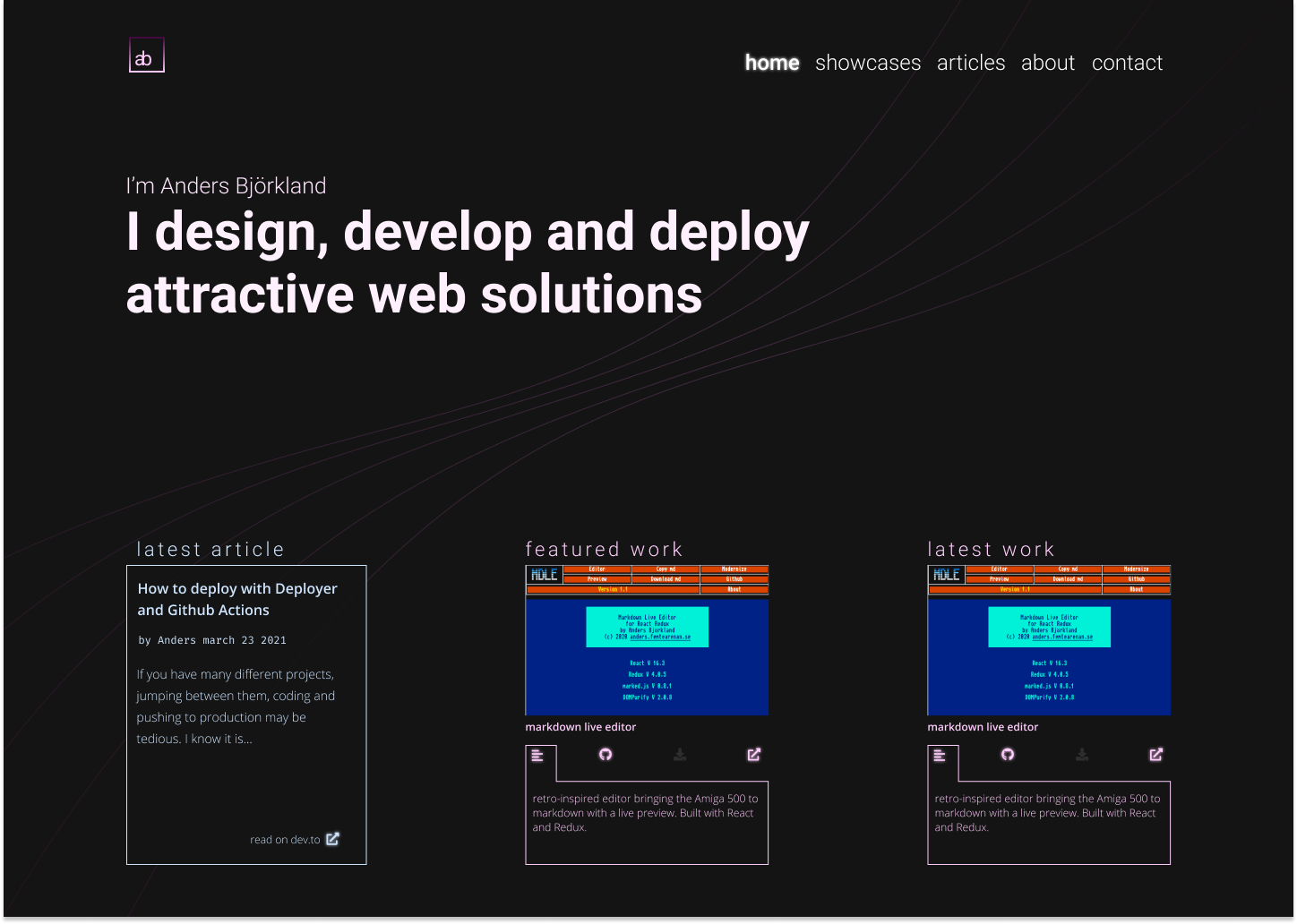 Mockup design for the website