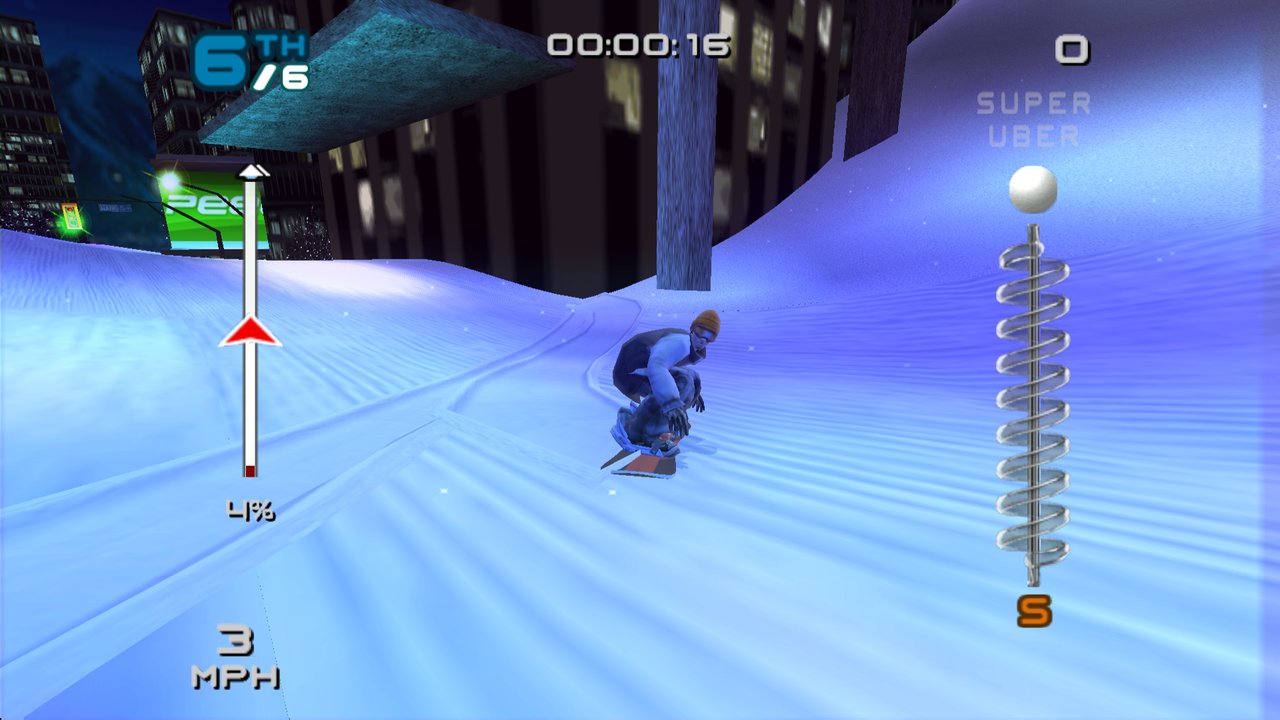 SSX 3 em Metro City à noite com efeitos de iluminação no renderizador nativo para PC